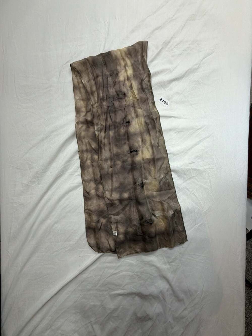 Unbranded Tie Dye Silk Scarf Brown Long Semi Sheer